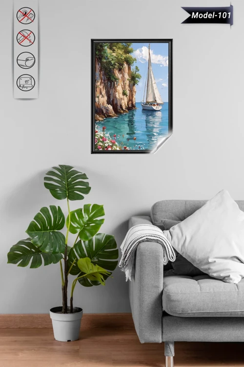Statik Tutunma Özellikli Tablo - Poster Manzara (Model-101)