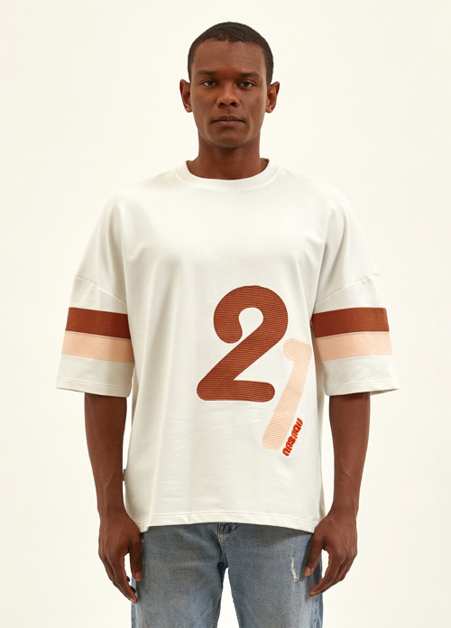 Erkek Subar Oversize Ekru T-Shirt