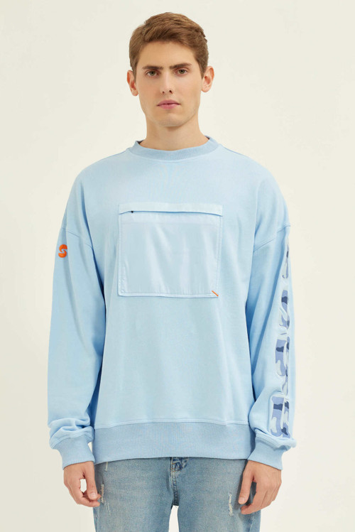 Unisex Uru Rahat Kesim Crewneck Buz Mavisi Sweat
