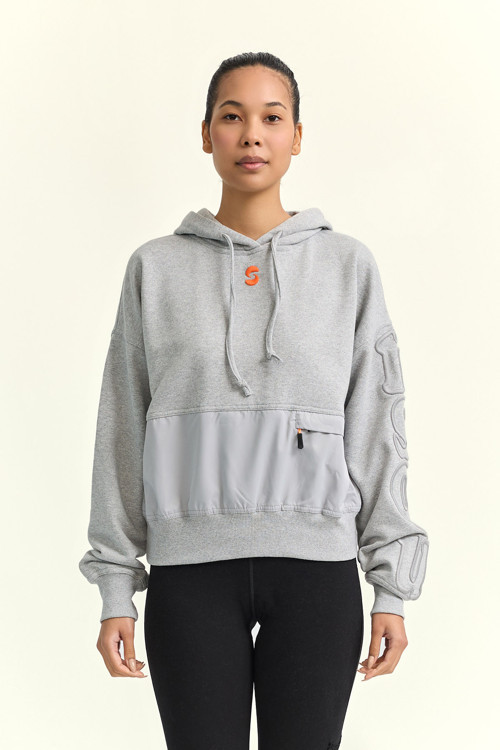 Kadın Kur Nakışlı Gri Krom Sweat