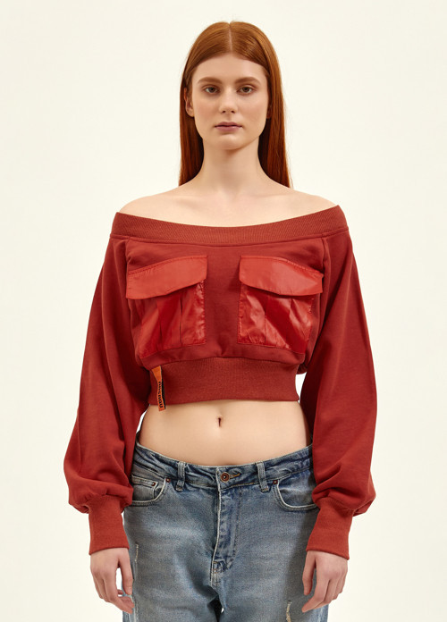 Kadın Skater Girl Terracota Crop Top