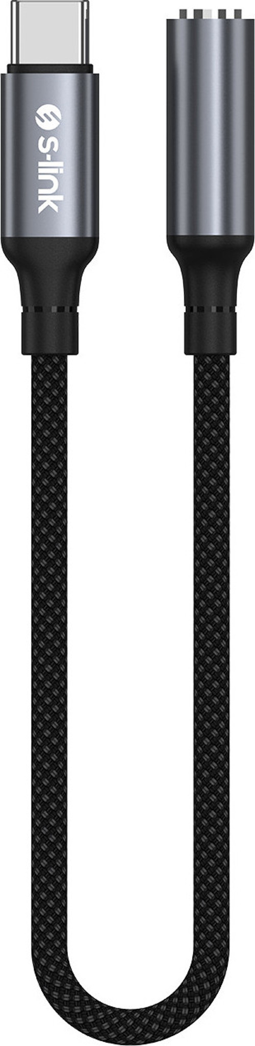 Armor Fc-01 15Cm Type-C To F Aux Örgülü Metal Başlıklı Siyah Ses Kablosu