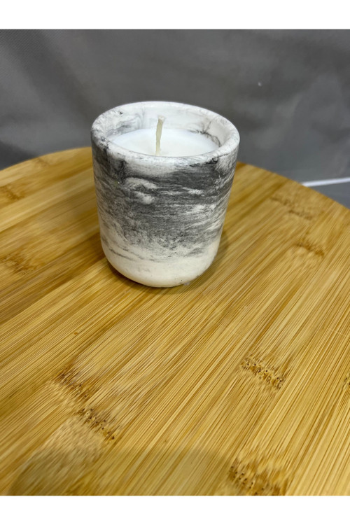Gri Mermer Desenli Tarçın Soya Wax Mum | Dekoratif Mum