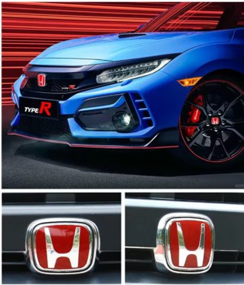 Honda Civic FC5 2016-2021 Ön Ve Arka Panjur Logosu Kırmızı (cam Logo) İTHAL ÜRÜN ANAHTARLIK HEDİYE