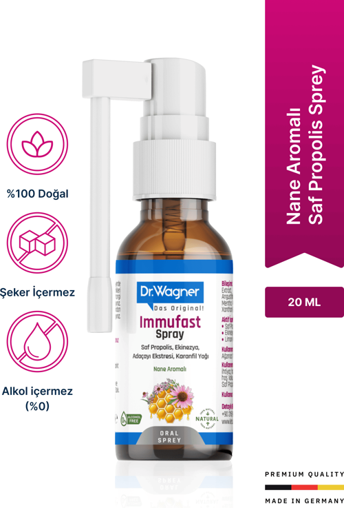 Immufast Spray, %100 Doğal Boğaz Ağrısı Hafifletici - 20ml