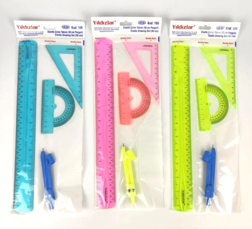 ELASTİK ÇİZİM TAKIMI 30 CM PERGELLİ