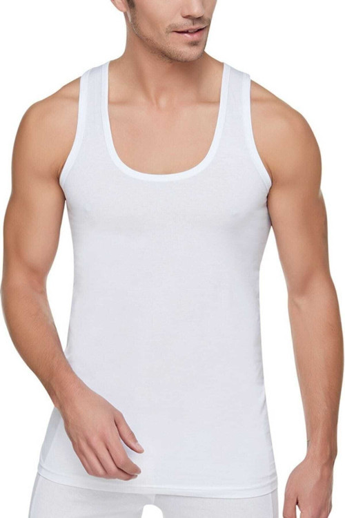 Erkek Beyaz 3'Lü Paket Pamuklu Penye Atlet Yeni Sezon