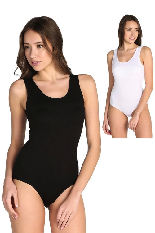 Kadın 6'Lı Paket Kalın Askılı Likralı Kancalı Çıtçıtlı Body Zıbın (Siyah)