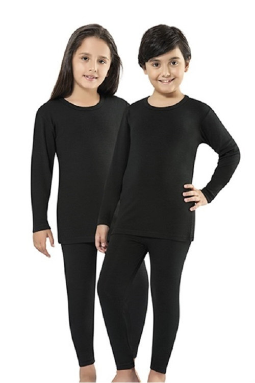 Unisex Çocuk Siyah Termal Üst