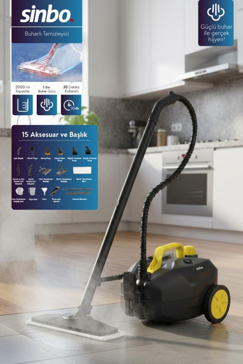 2000W 5 Bar Yüksek Basınçlı, 15 Başlıklı, 2 Lt, 110°C Profesyonel Buharlı Temizleyici SSC-6428