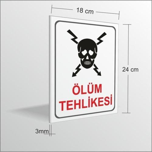 18 x 24 cm. Ölüm Tehlikesi Yüksek Voltaj Ikaz Levhası 3 mm Kalınlık