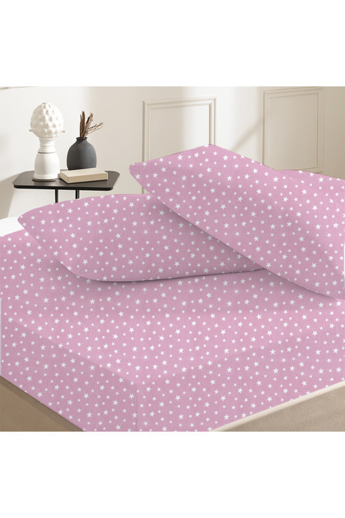 %100 Pamuklu Çift Kişilik Lastikli Çarşaf 160x200+30 | 50x70 Yastık Kılıfı ( 2 Adet )