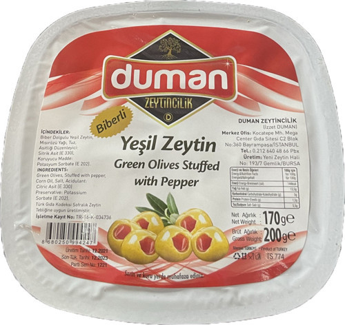Biberli Yeşil Zeytin 200 Gr