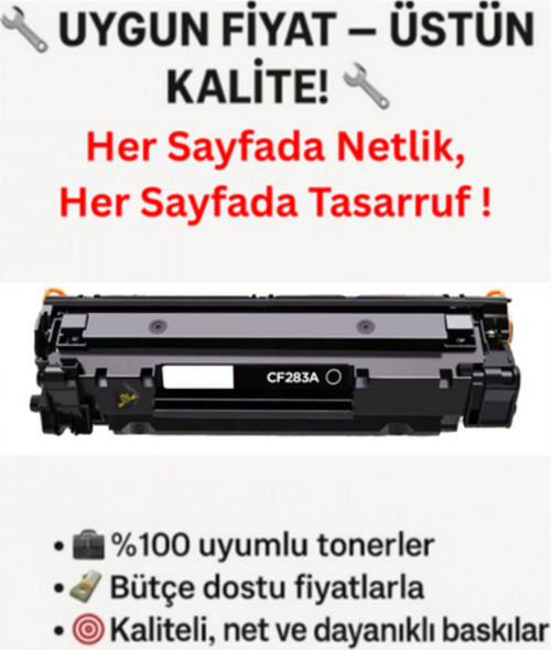 Hp Cf283a 83a Laserjet Pro M127fn, M127fw Mfp M125nw, M201dw Çipli Uyumlu Toner.83a Cf283a
