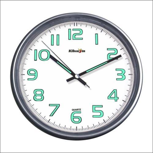 Silver Frame Gümüş Metal Çerçeve 28 Cm Fosforlu Phosphorous Duvar Saati