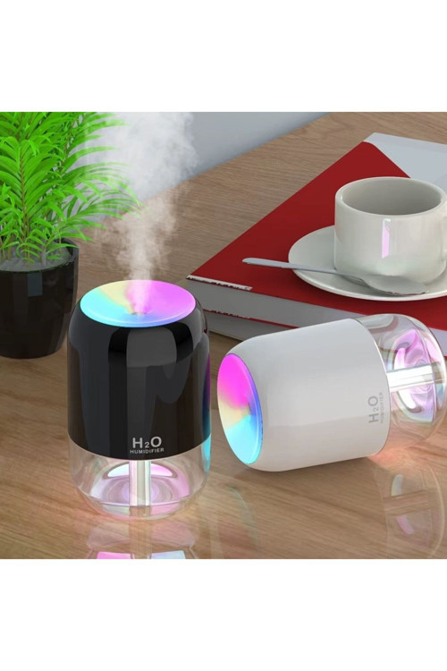 Şeffaf Hazneli Ultrasonik Hava Nemlendirici LED Işıklı USB Mini Soğuk Buhar Makinesi