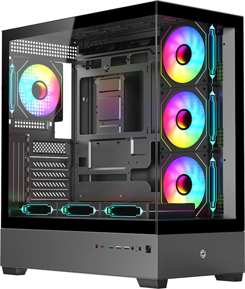 NOVA-X 650W 80+ 7x120mm ARGB Fan Mid Tower ATX Siyah Gaming (Oyuncu) Kasa