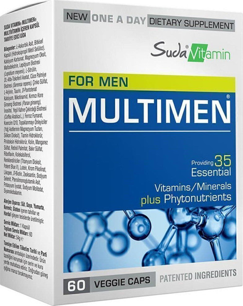 Multimen For Men Erkeklere Özel 35 Farklı Bileşen İçeren Takviye Edici Gıda 60 Bitkisel Kapsül