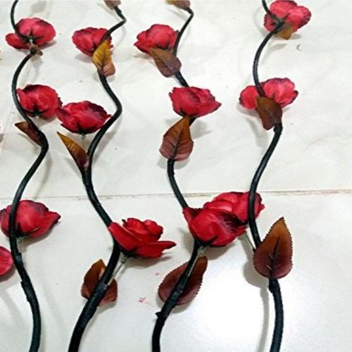 Uzun 5 Adet 160Cm Kırmızı Beyaz Krem Kahve Pembe 15 Çiçekli Siyah Dallı Renkli Çiçekler