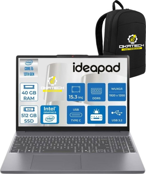 IDEAPAD SLİM 3 İ5-13420H 40 GB RAM 512 GB SSD UHD 15.3" WUXGA WİN11PRO NOTEBOOK+OKATECH ÇANTA
