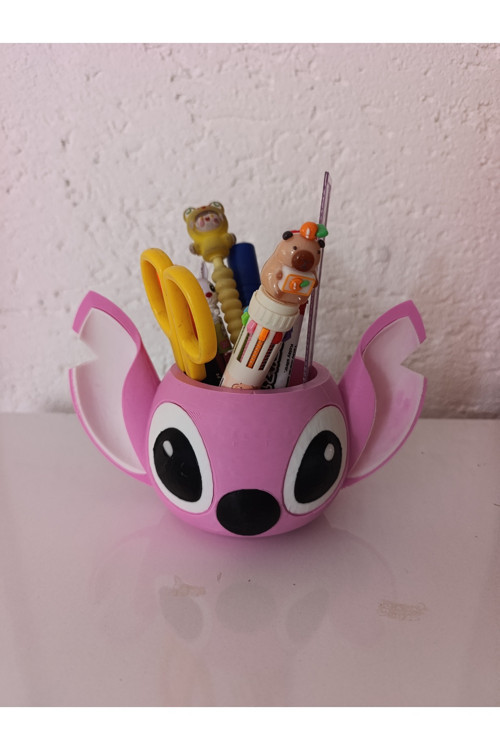 Mey3Ddesign Stitch Kalemlik Veya Saksı - Pembe (Angel Karakteri Gibi) Renkli Ve Çok Güzel