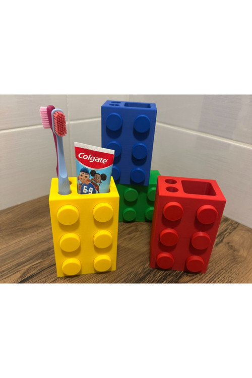 Eğlenceli Lego Tasarımlı 3D Diş Fırçalık Ve Macun Düzenleyici