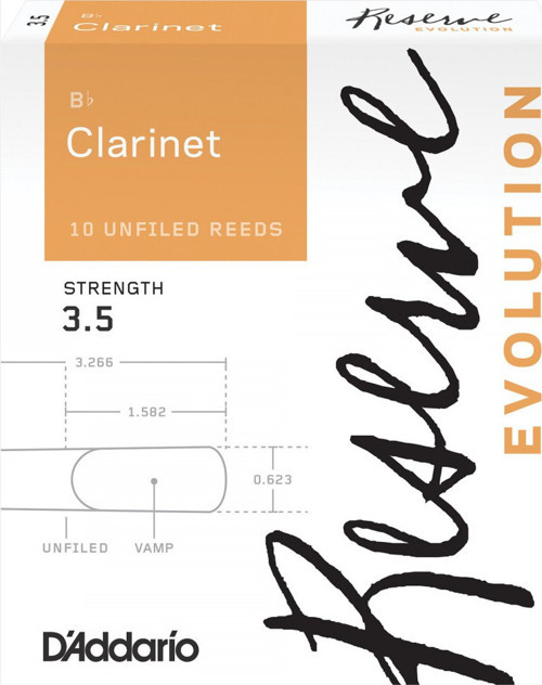 DCE1035 Reserve Evolution Bb Klarnet Kamışı No: 3.5 (Profesyonel) - 10'lu Paket | Kalın Uç Tasarımı ve Zengin
