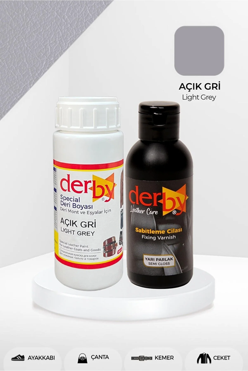 Special Açık Gri Deri Boyası Ve Cilası 100 ml - 2'li Set / Mont Eşya Çanta Deri Boyası