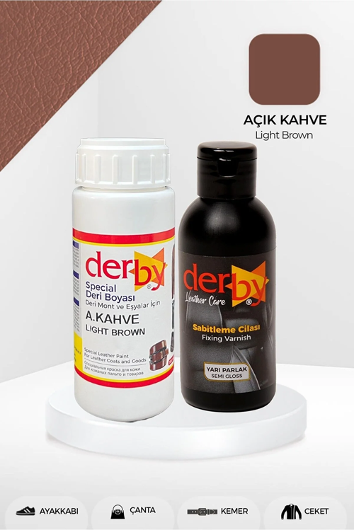 Special Açık kahve Deri Boyası Ve Cilası 100 ml - 2'li Set / Mont Eşya Çanta Deri Boyası