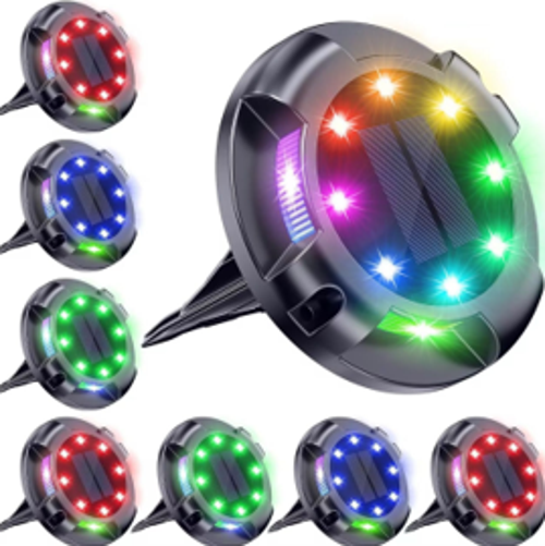 4'lü Solar Panelli Kazıklı Zemin Solar Ledi 8+4 Led RGB
