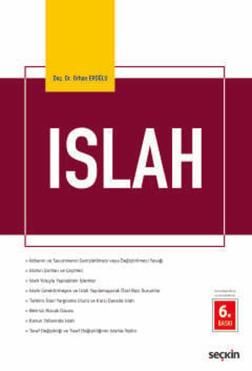 Islah Doç. Dr. Orhan Eroğlu 6. Baskı, Eylül 2025