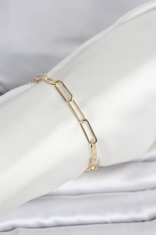 CM 14K Gold Renk Kalın Ataç Zincir Model Kadın Bileklik - TJ-BB8296