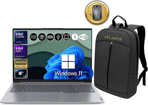 Thinkbook 21MS008RTR Atl171 Ultra7-155H 48GB Ram 1TB SSD WUXGA 16" W11Pro Notebook+Çanta&Mouse