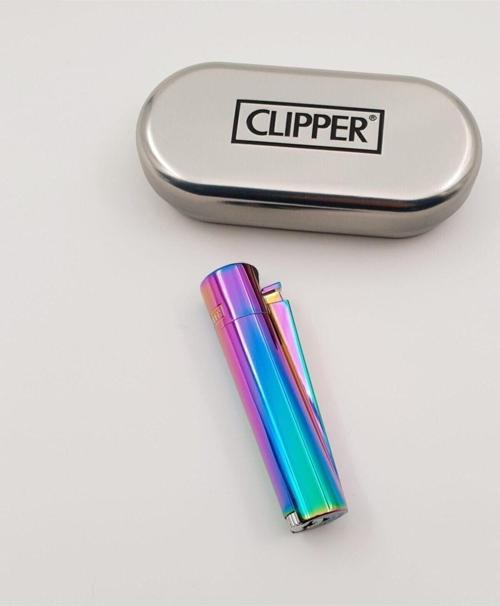 Clipper Metal Gökkuşağı Renkli Çakmak Metal Kutulu