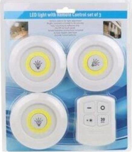 Demirhan Uzaktan Kumandalı 3 Lü Spot Led Lamba Kablosuz Pilli Işıldak T1240