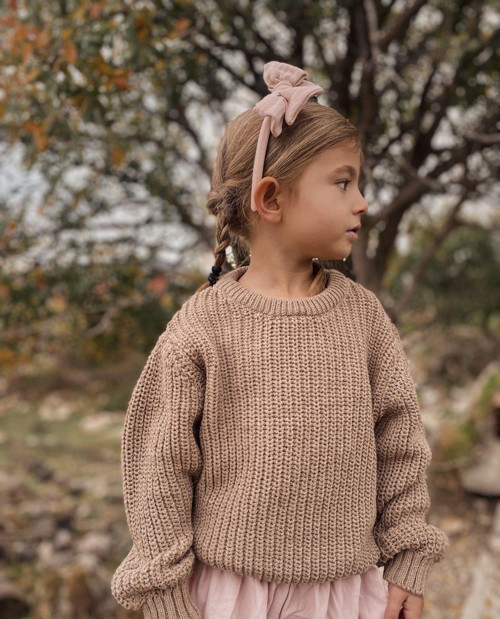 Bisiklet Yaka Selanik Triko Kazak 2-8 Yaş Vizon