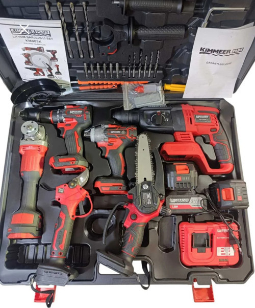 Profosyonel 6’Lı Şarjlı Set Matkap Hilti Taşlama Somun Sıkma Testere Makas