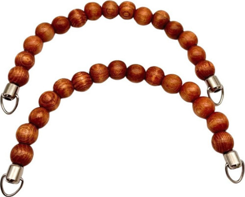 Çanta Aksesuar 21 Cm Taba Renk Ahşap Boncuklu Çift Çanta Sapı (Gümüş Metalli)