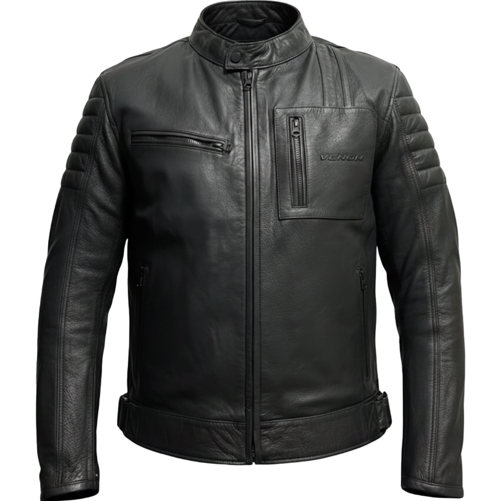 Motosiklet Montu Mustang Siyah Deri 4 Mevsim %100 Leader Motorcu Mont