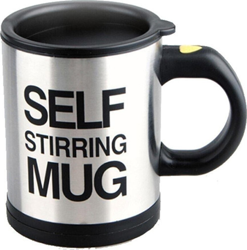 Patladı Gitti Yclshop Kendi Kendini Karıştıran Mikser Kupa Termos Bardak; Self Stirring Mug - Siyah