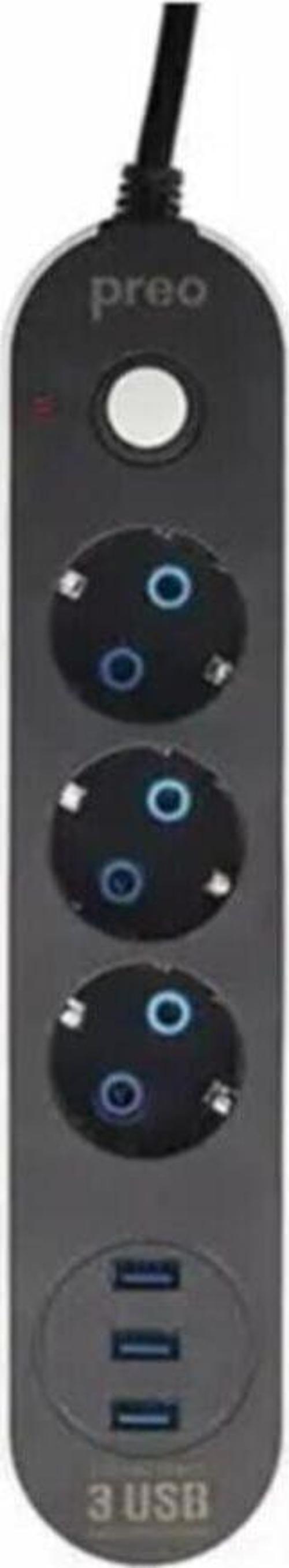 Preo My Power Sım 28 3 Usb Akım Korumalı 3'lü Priz