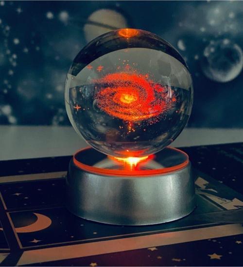 Raicon Samanyolu Galaksi Toz Bulutu Nebula Işıklı Cam Küre, Işıklı Kristal Top 6 Cm Çapında