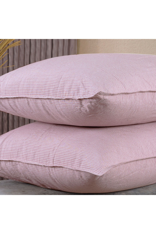 Pamuklu İpliği Boyalı Yıkamalı Kapaklı Yastık Kılıfı | 2’li Set | 50x70 cm | Çift İğne Detaylı