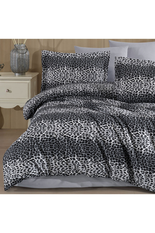 Çift Kişilik Leopar Desen Nevresim Takımı 200x220 | 4 Yastık Kılıfı | Lastikli Çarşaflı 160x200+30