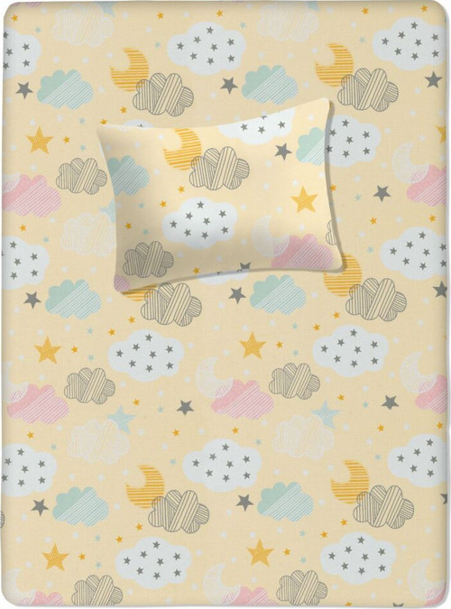 %100 Pamuklu Bebek Lastikli Çarşaf 60x120+20 | Bebek Yastık Kılıfı 35x45