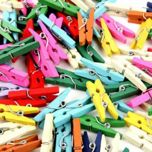 50 li Renkli Ahşap Mandal 3.5cm (10 lu Paket-500 Adet)