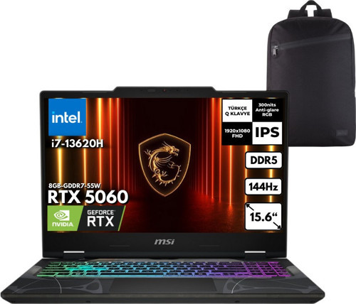 Cyborg 15 I7-13620H 32-Gbddr5 2 Tbssd RTX5060 15.6" Fhd 144Hz Ips-Level Windows 11 Pro + Hmf Sırt Çantası B13WFKG-49