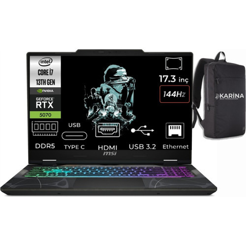 Cyborg 17 Intel Core I7 13620H B13WGKG-251XTR-K12 32GB 1tb RTX5070 8gb W11PRO 17.3" Fhd 144Hz Gaming Laptop & Karina