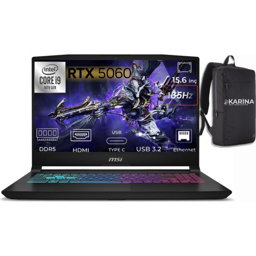 Katana 15 Hx I9-14900HX B14WFK-450XTR-17 64GB 1tb RTX5060 8gb W11PRO 15.6" Qhd Gaming Laptop & B14WFK450XTRK17