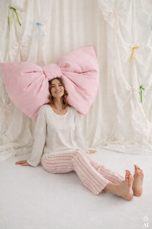 Kadın Pamuklu Kaşkorse Üst Etiket Detaylı Çizgili Pijama Takımı